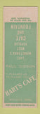 Matchbook Cover - Har's Cafe Wayzata MN SAMPLE