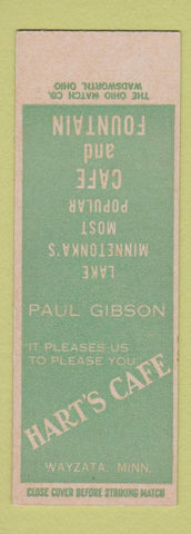 Matchbook Cover - Har's Cafe Wayzata MN SAMPLE