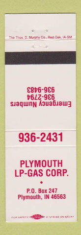 Matchbook Cover - Plymouth LP Gas Corp Plymouth IN