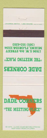Matchbook Cover - Dade Corners Restaurant Miami FL
