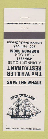 Matchbook Cover - The Whaler Restaurant Cannon Beach OR