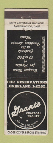 Matchbook Cover - Grant's Charcoal Broiler San Francisco CA