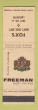 Matchbook Cover - Freeman Men's Shoes Fox's Lafayette IN? WEAR