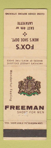 Matchbook Cover - Freeman Men's Shoes Fox's Lafayette IN? WEAR