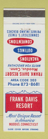Matchbook Cover - Frank Davis Resort Moodus CT
