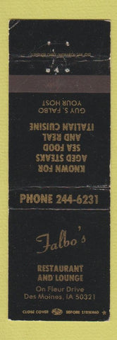 Matchbook Cover - Falbo's Restaurant Des Moines IA WEAR