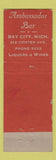 Matchbook Cover - Ambassador Bar Bay City MI