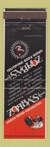Matchbook Cover - Zorba's Greek Restaurant Champaign IL