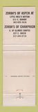 Matchbook Cover - Zorba's Greek Restaurant Champaign IL