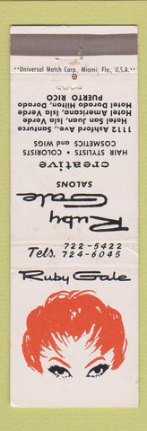 Matchbook Cover - Ruby Gale Salon Puerto Rico Santurce Isla Verde Dorado