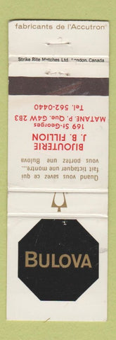 Matchbook Cover - Bulova Watches Bijouterie Matane QC