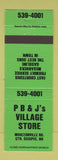 Matchbook Cover - PB & J's Village Store Ossipee NH