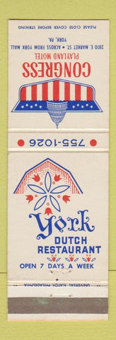 Matchbook Cover - Congress Playland Motel York PA