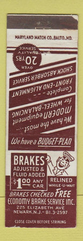 Matchbook Cover - Economy Brake Service Newark NJ WEAR