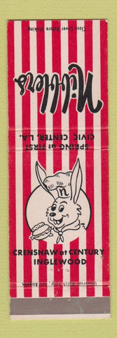 Matchbook Cover - Nibblers Restaurant Civic Center Los Angeles CA Rabbit