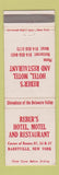 Matchbook Cover - Reber's Hotel Restaurant Barryville NY
