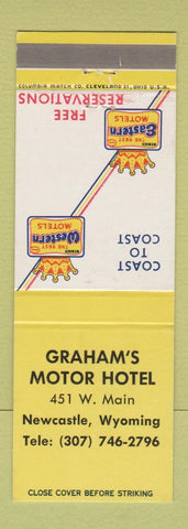 Matchbook Cover - Graham's Motor Hotel Newcastle WY Best Western