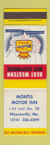 Matchbook Cover - Montis Motor Inn Waynesville MO Best Western