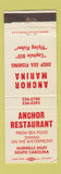 Matchbook Cover - Anchor Restaurant Murrells Inlet SC