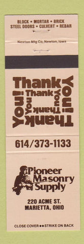 Matchbook Cover - Pioneer Masonry Supply Marietta OH