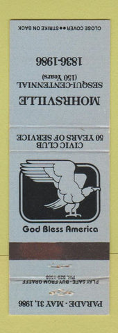 Matchbook Cover - Mohrsville PA Sesqui Centennial 1986 BLUE
