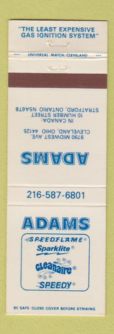 Matchbook Cover - Adams Speed Flame Cleaning Cleveland OH Stratford ON