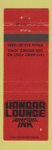 Matchbook Cover - Hangar Lounge Airport Inn Des Moines IA