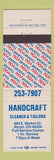 Matchbook Cover - Handcraft Cleaner & Tailors Akron OH