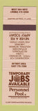 Matchbook Cover - Personnel Pool Temp Jobs Livonia MI Detroit