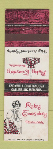 Matchbook Cover - Ruby Tuesday Restaurants Knoxville Chattanooga Gatlinburg TN