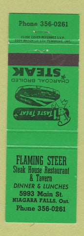 Matchbook Cover - Flaming Steer Steak House Niagara Falls ON