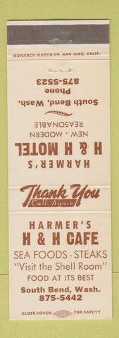 Matchbook Cover - Harmer's H&H Cafe South Bend WA