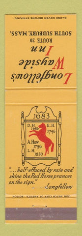 Matchbook Cover - Longfellow's Wayside Inn South Sudbury MA