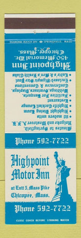 Matchbook Cover - Highpoint Motor Inn Chicopee MA