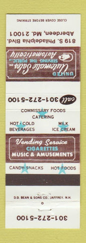 Matchbook Cover - United Automatic Vending Aberdeen MD WEAR