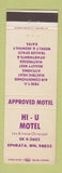 Matchbook Cover - Hi U Motel Ephrata WA