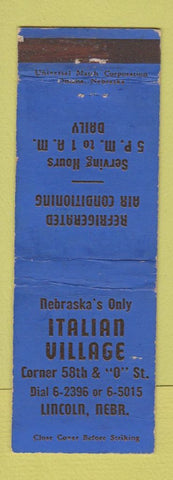 Matchbook Cover - Italian Village Lincoln NE WEAR