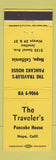 Matchbook Cover - The Traveler's Pancake House Napa CA