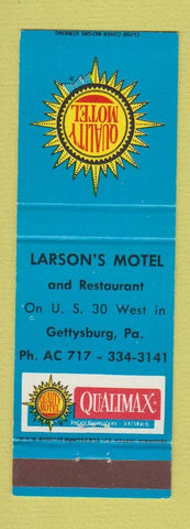 Matchbook Cover - Larson's Motel Gettysburg PA Quality Motel