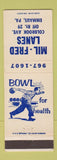 Matchbook Cover - Mil Fred Bowling Lanes Emmaus PA