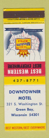 Matchbook Cover - Downtowner Motel Green Bay WI Best Western