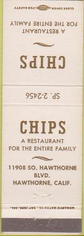 Matchbook Cover - Chips Restaurant Hawthrone CA