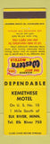 Matchbook Cover - Kemethese Motel Elk River MN Best Western