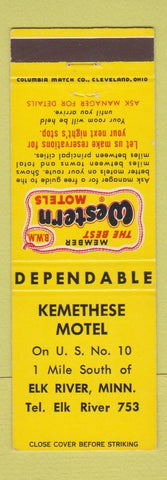 Matchbook Cover - Kemethese Motel Elk River MN Best Western