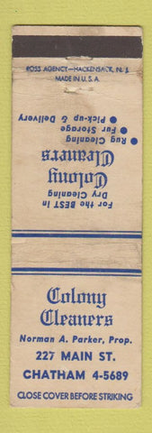 Matchbook Cover - Colony Cleaners Chatham? WORN