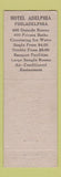 Matchbook Cover - Hotel Adelphia Philadelphia PA