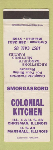 Matchbook Cover - Colonial Kitchen Chrisman Marshall IL