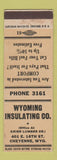 Matchbook Cover - Wyoming Insulating Cheyenne WY low phone #