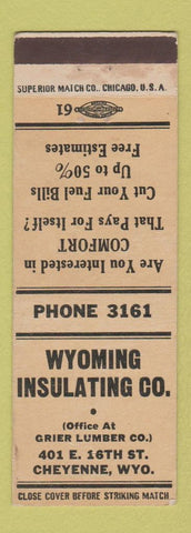 Matchbook Cover - Wyoming Insulating Cheyenne WY low phone #