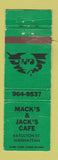 Matchbook Cover - Mack's & Jack's Cafe Manhattan New York City WEAR